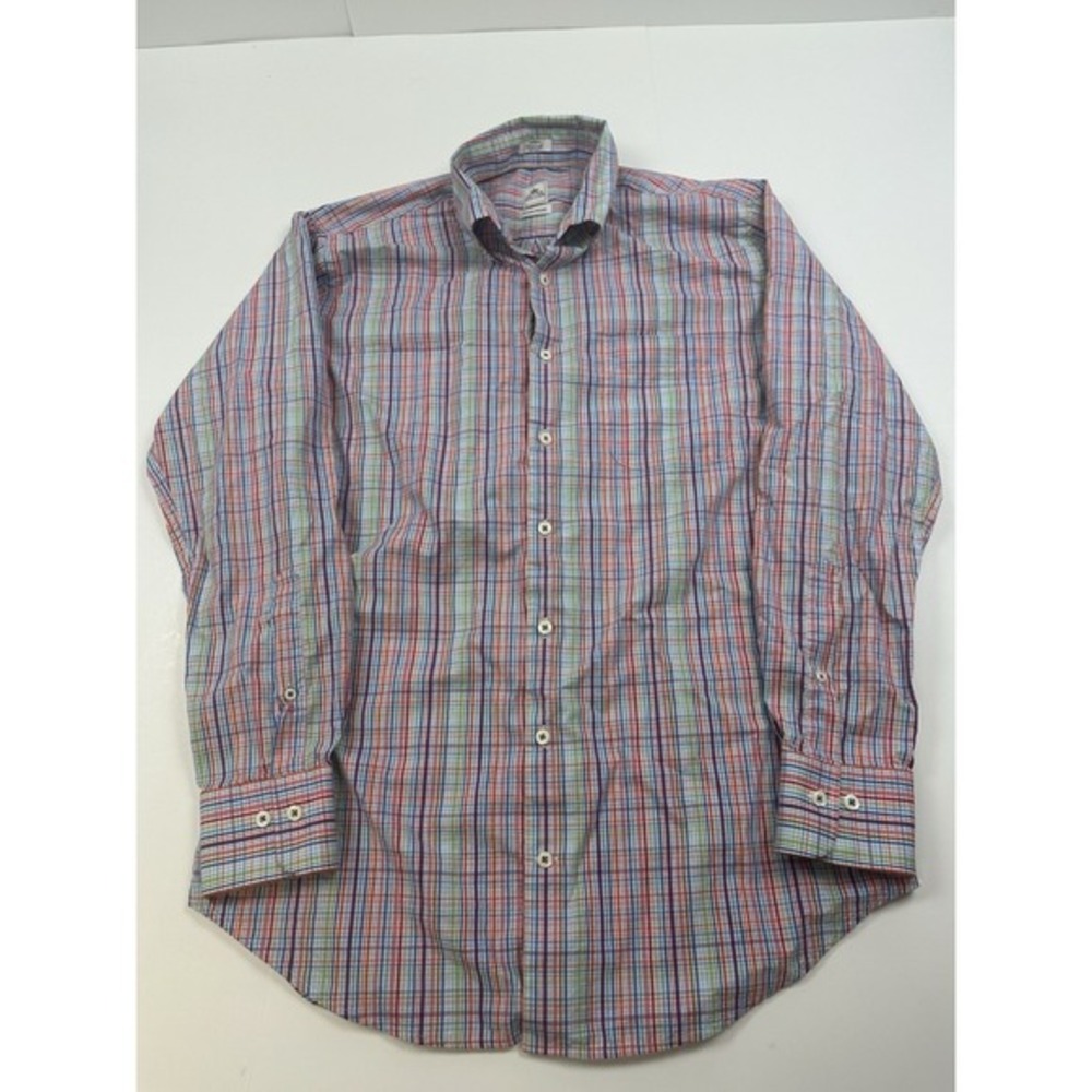 Peter Millar Seaside Finish Long Sleeve Button Down Shirt Men's Medium Cotton‎